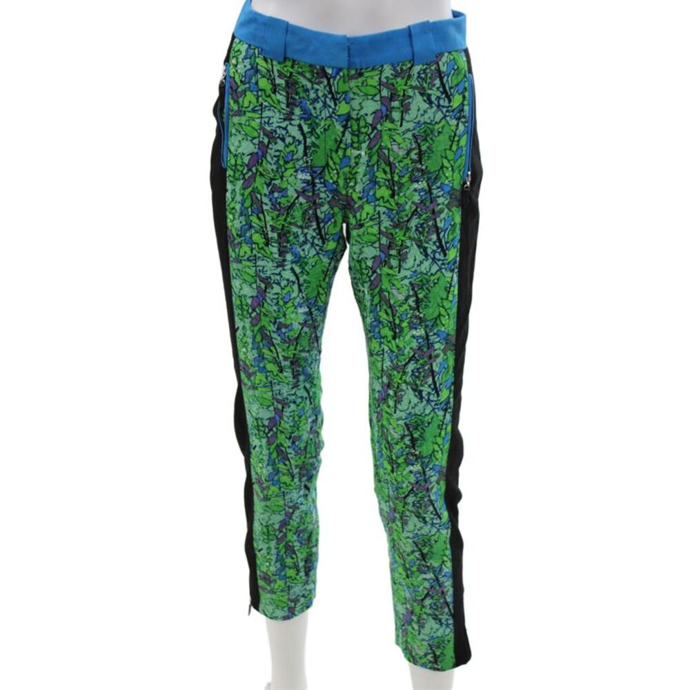 Tracy Reese Womens Ankle Silk Floral Pants Green Size 2